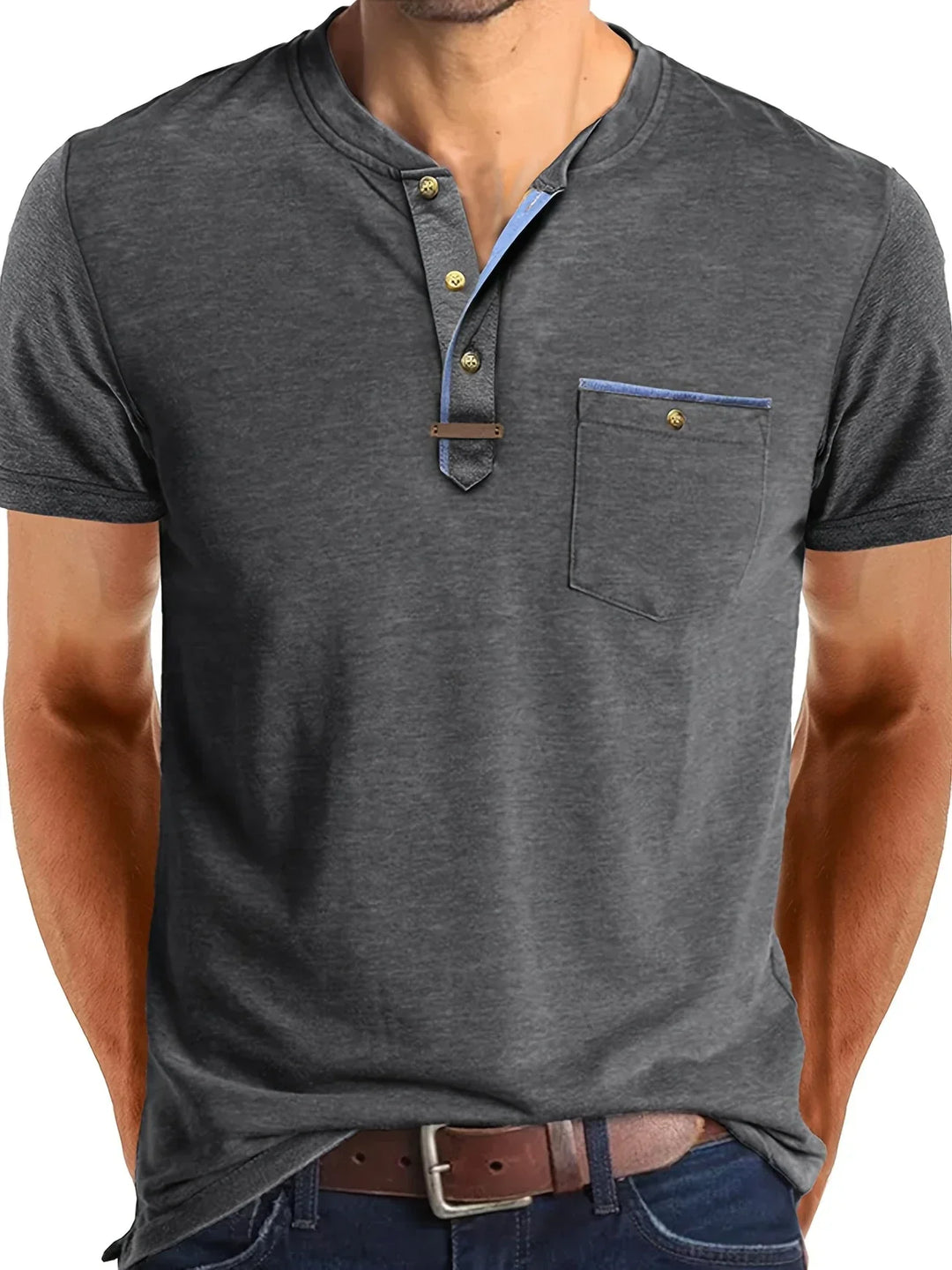 Saxon Elegante T-shirt a girocollo con tasca