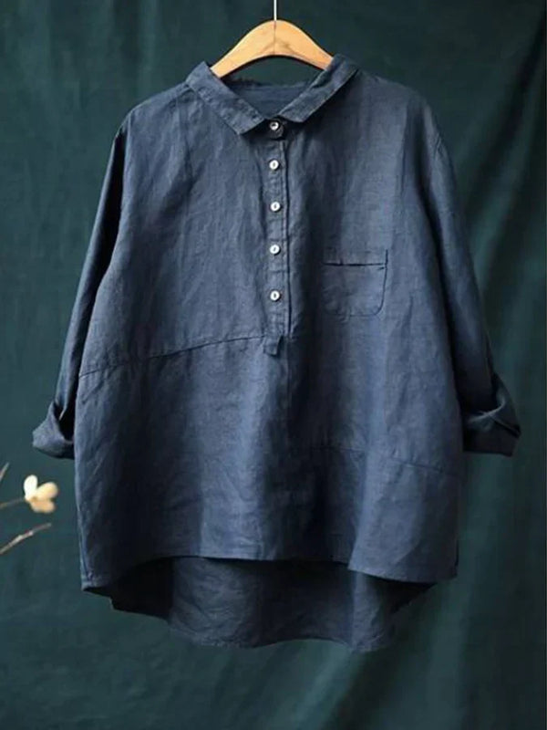 Camicia a maniche lunghe in lino da donna Rhea