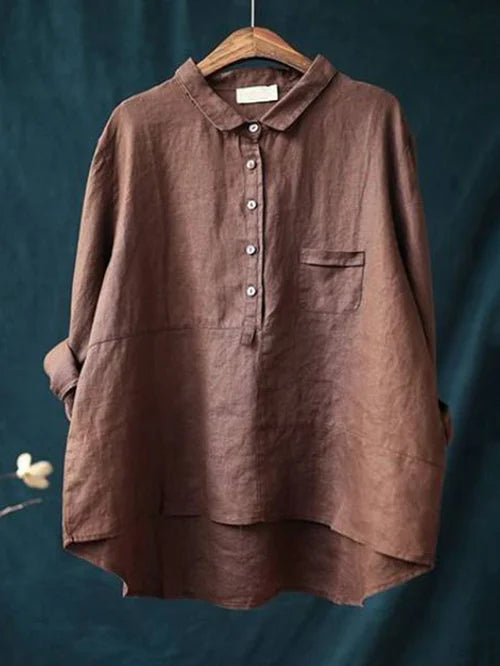 Camicia a maniche lunghe in lino da donna Rhea