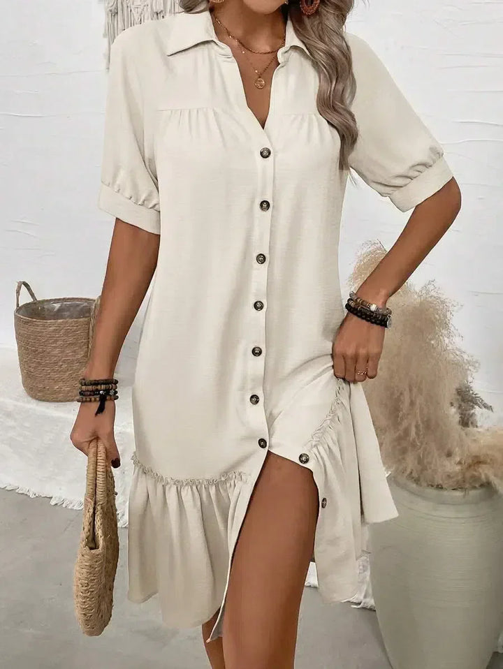 Aliya - Vestito con orlo a balze e bottoni
