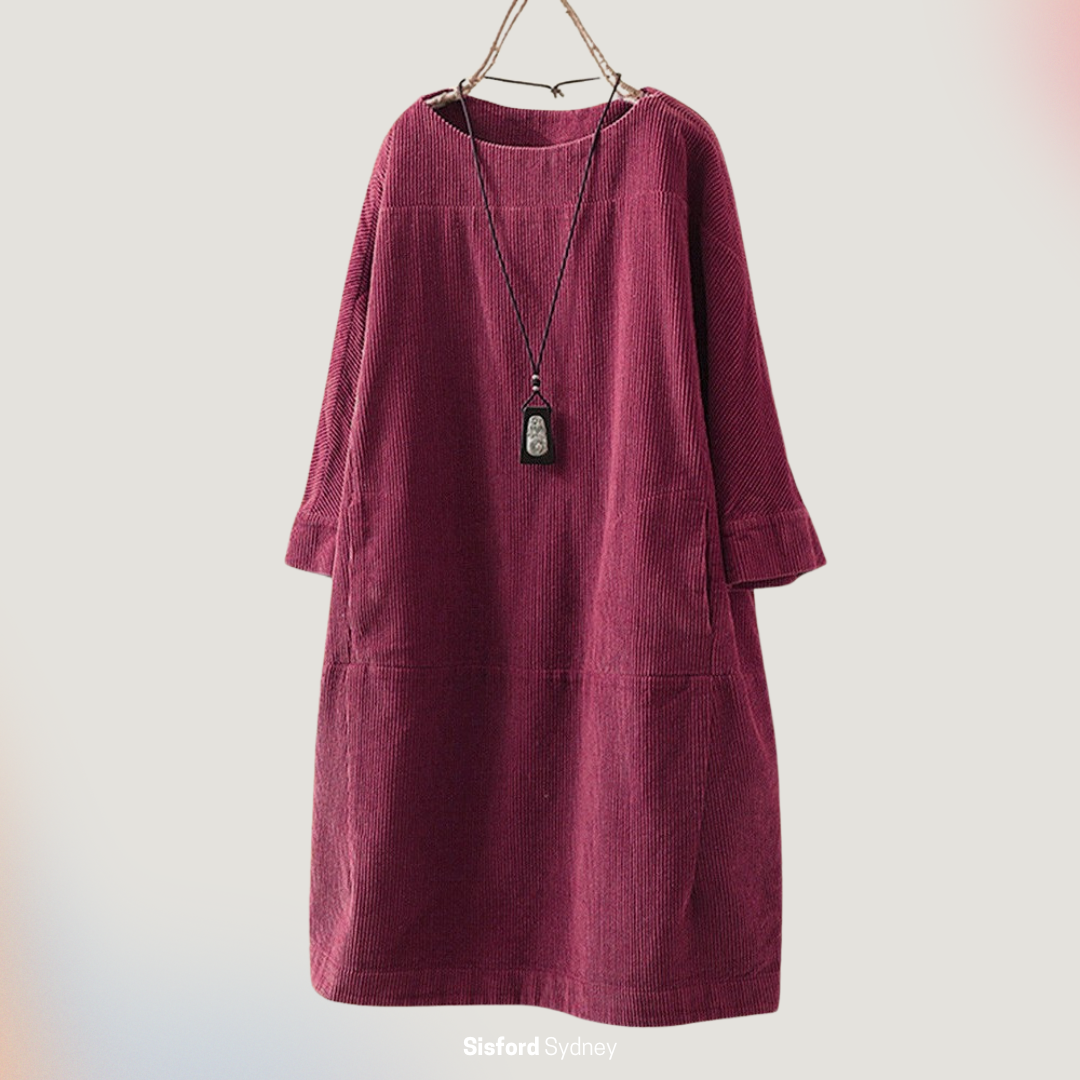 Amy - Vestito midi in velluto a coste rilassato