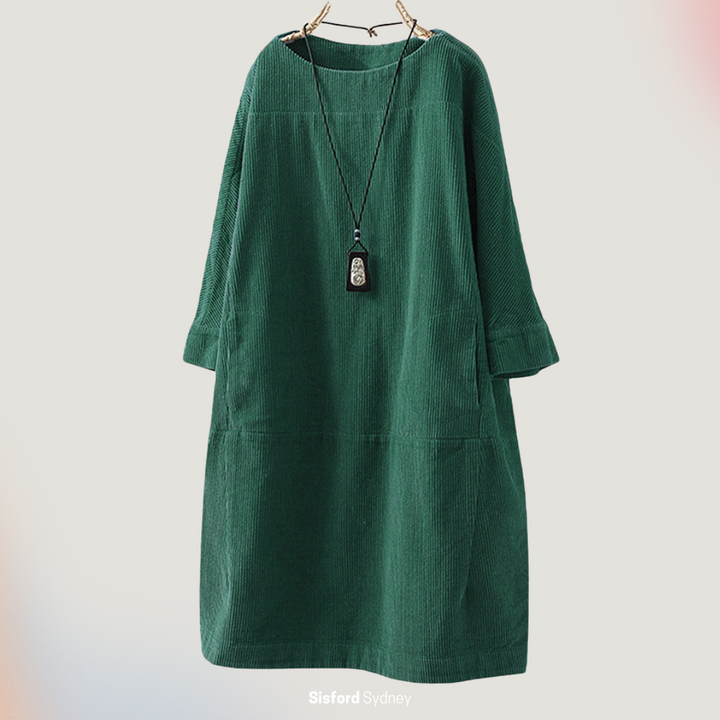 Amy - Vestito midi in velluto a coste rilassato