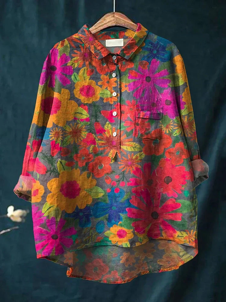 Camicia artistica con pianta viola