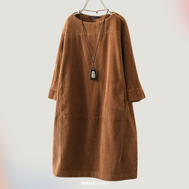 Amy - Vestito midi in velluto a coste rilassato