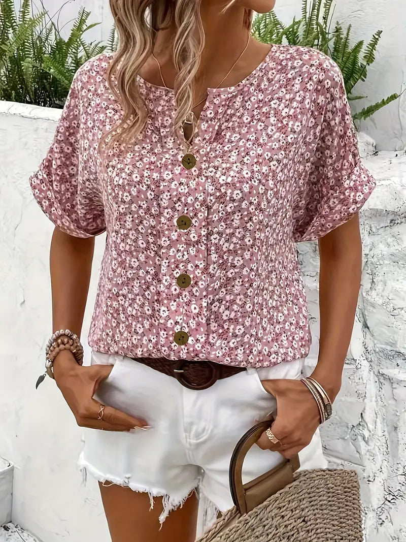Camicetta Charis con bottoni floreali