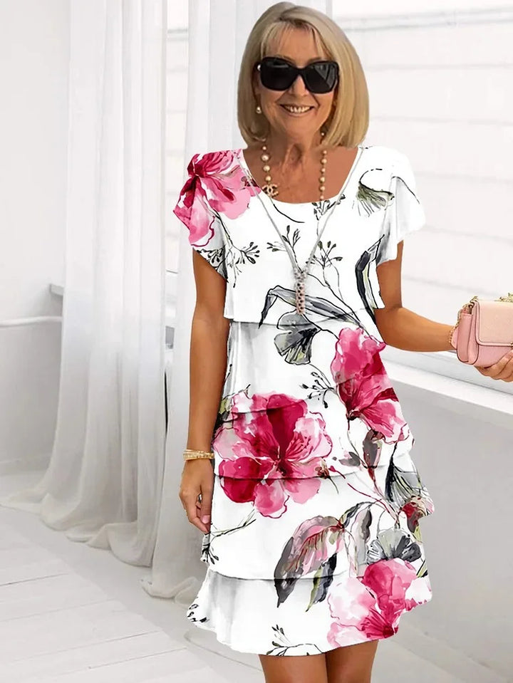 Celina - Vestito floreale plissettato con volant
