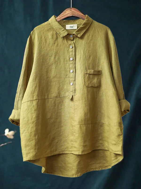 Camicia a maniche lunghe in lino da donna Rhea