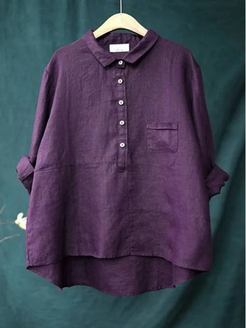 Camicia a maniche lunghe in lino da donna Rhea