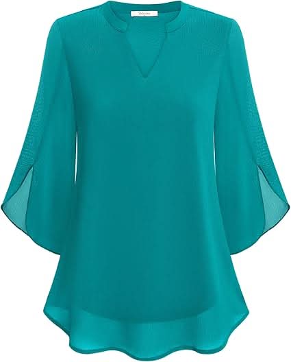 Camicetta Celest in chiffon a doppio strato