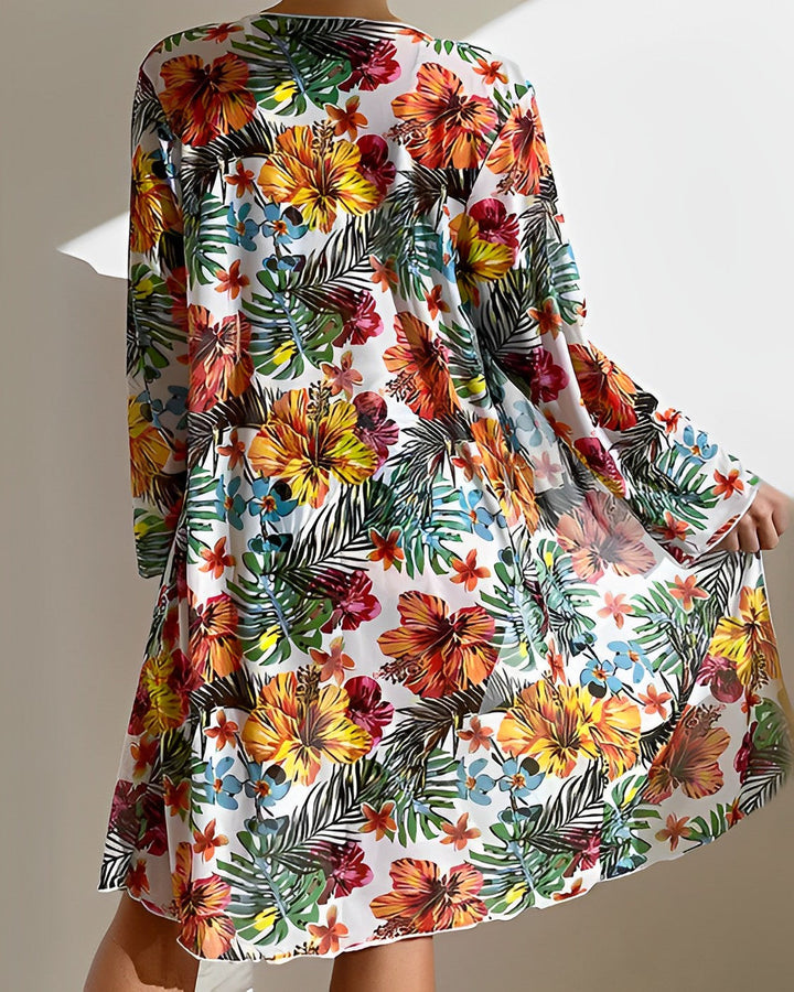 Set bikini con stampa tropicale Flora e copricostume