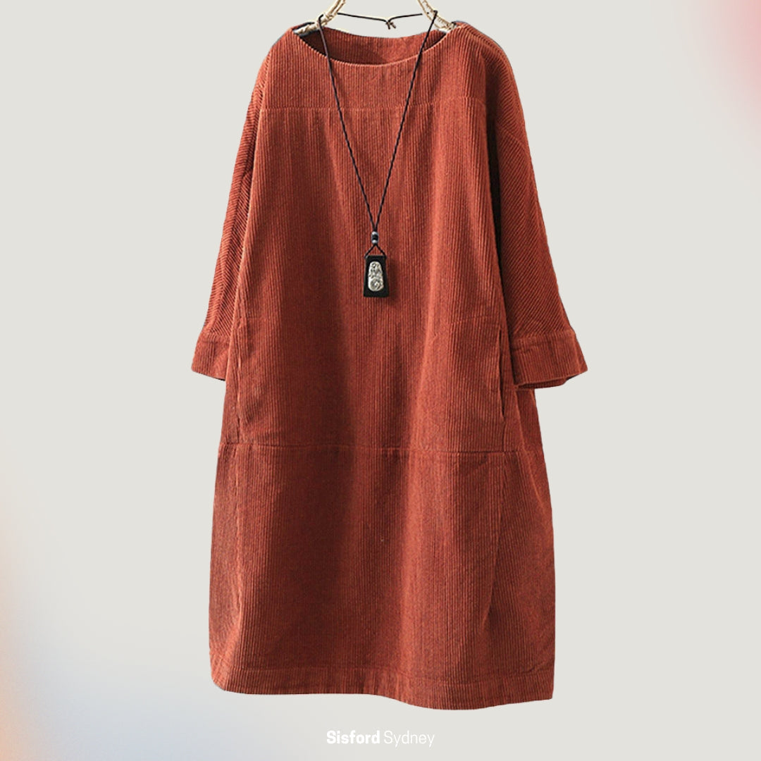 Amy - Vestito midi in velluto a coste rilassato