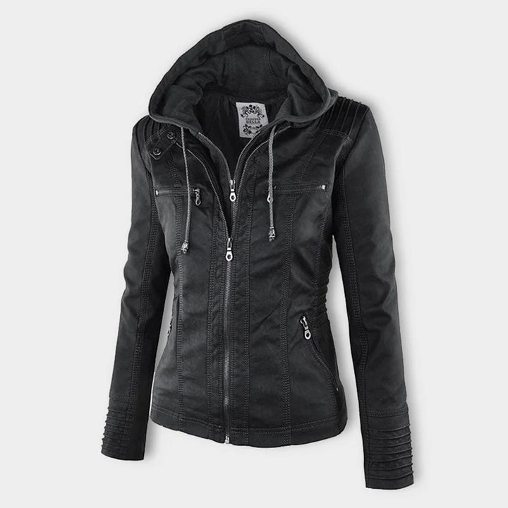 Olivia - Giacca in pelle da donna con cappuccio