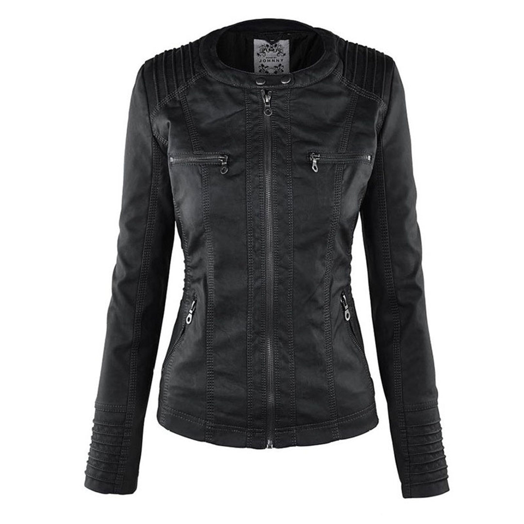 Olivia - Giacca in pelle da donna con cappuccio