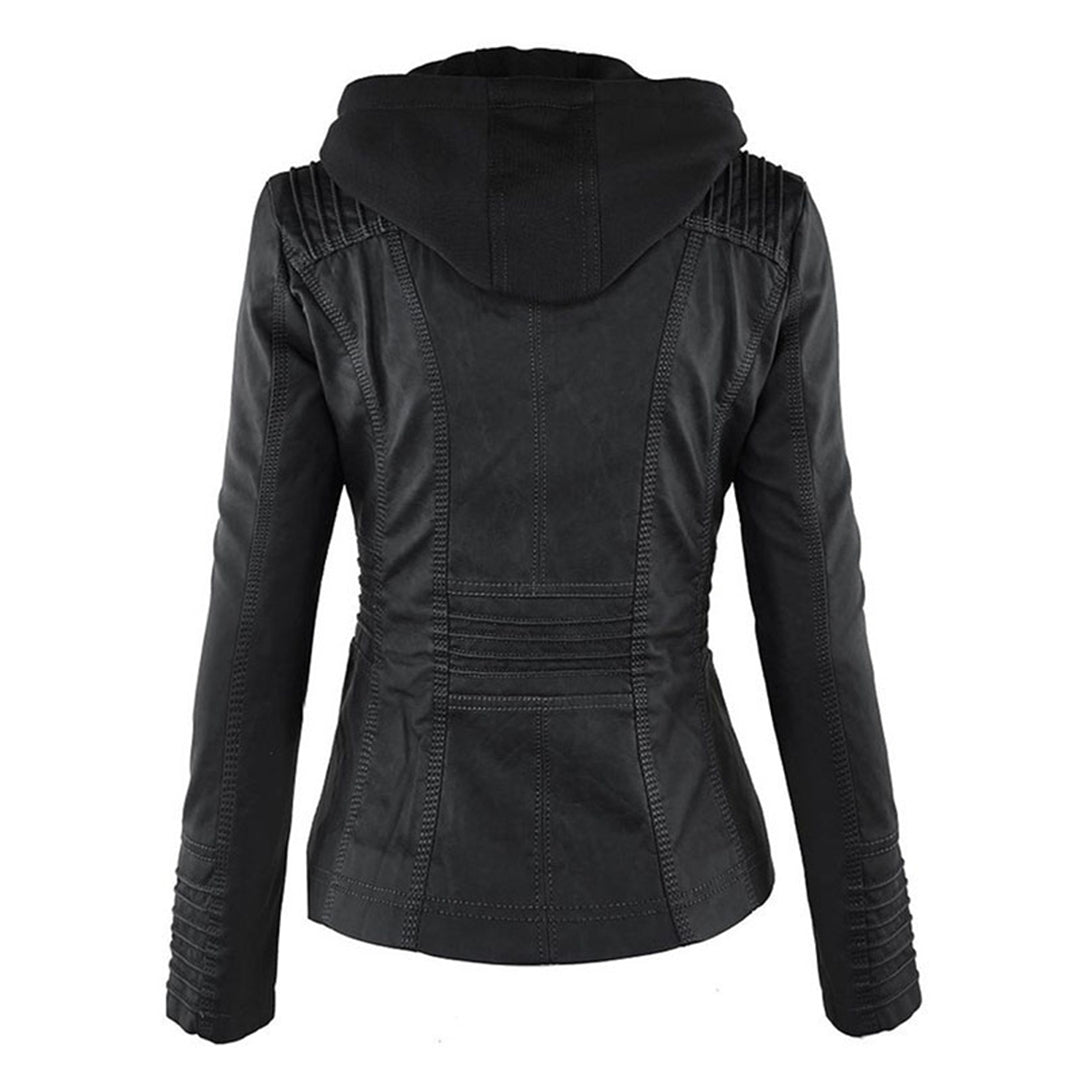 Olivia - Giacca in pelle da donna con cappuccio