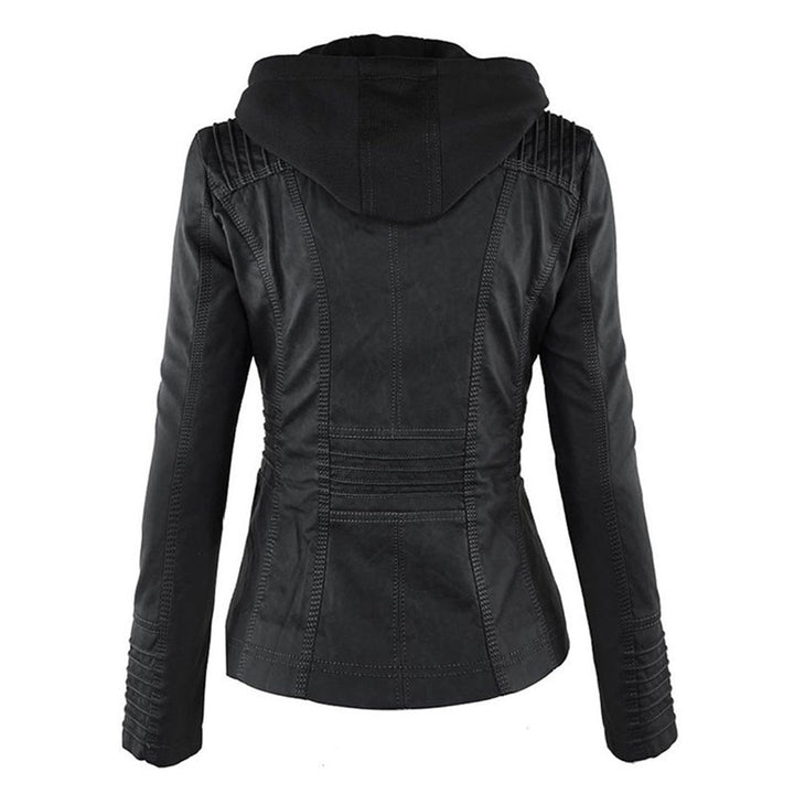 Olivia - Giacca in pelle da donna con cappuccio