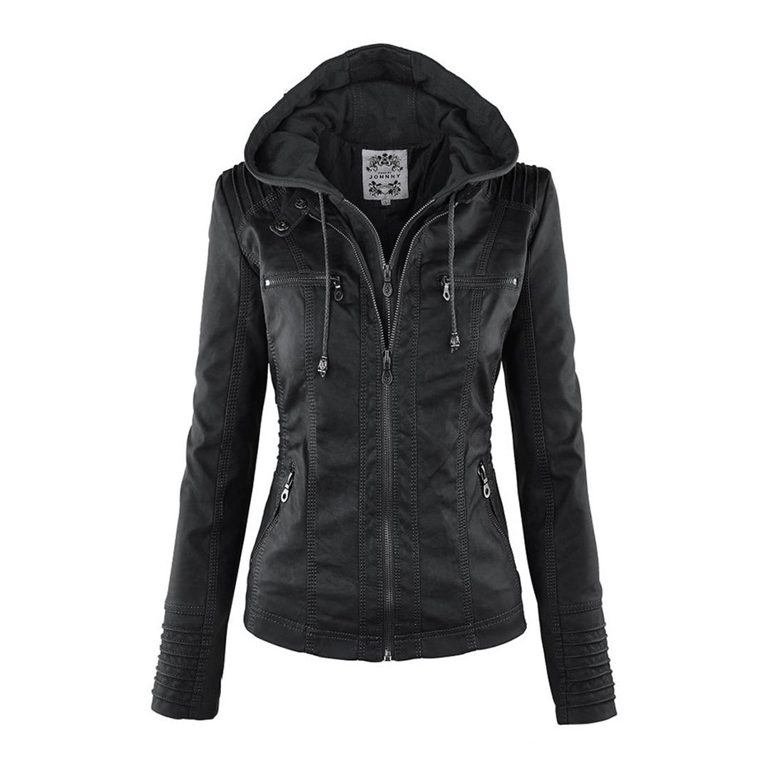 Olivia - Giacca in pelle da donna con cappuccio