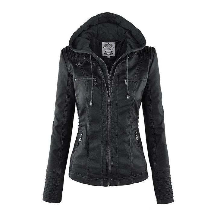 Olivia - Giacca in pelle da donna con cappuccio