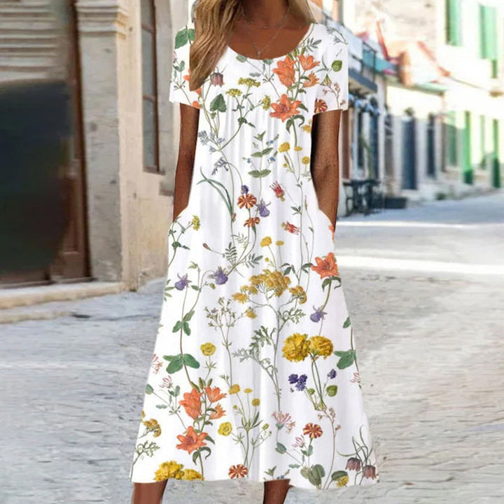 Lila Elegante maxi abito floreale boho con copertura del ventre