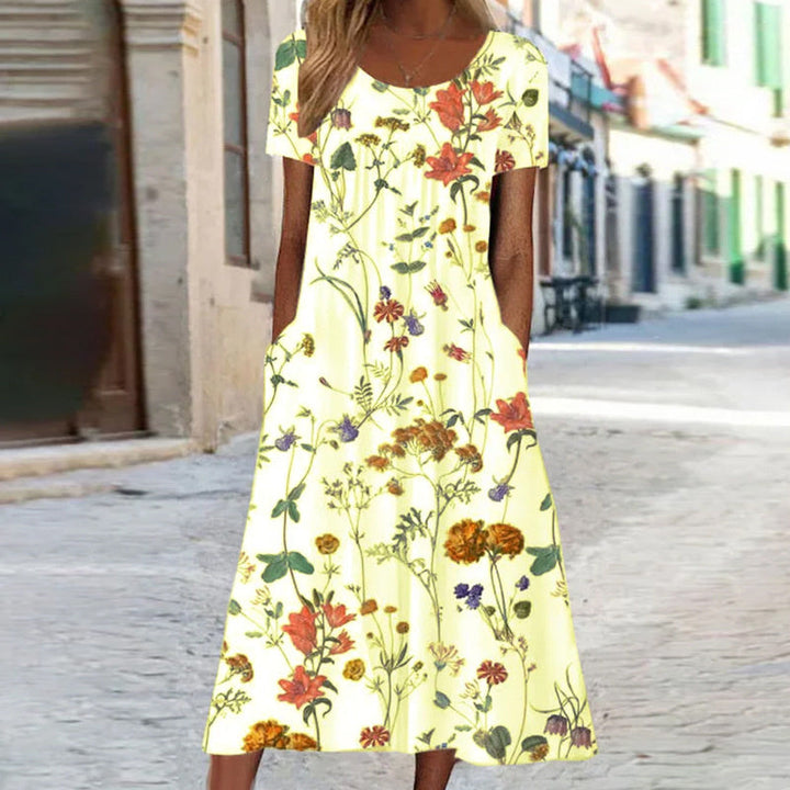 Lila Elegante maxi abito floreale boho con copertura del ventre