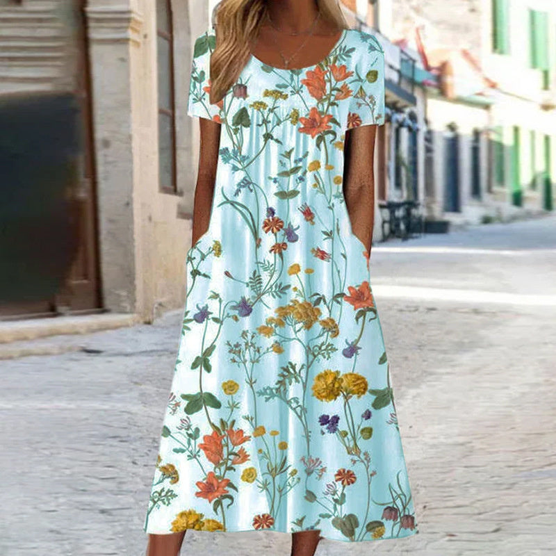 Lila Elegante maxi abito floreale boho con copertura del ventre