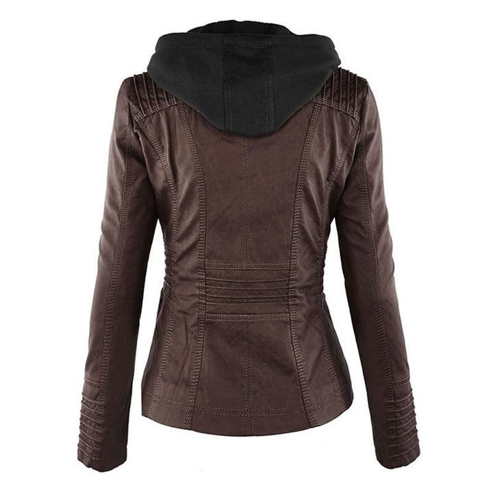 Olivia - Giacca in pelle da donna con cappuccio