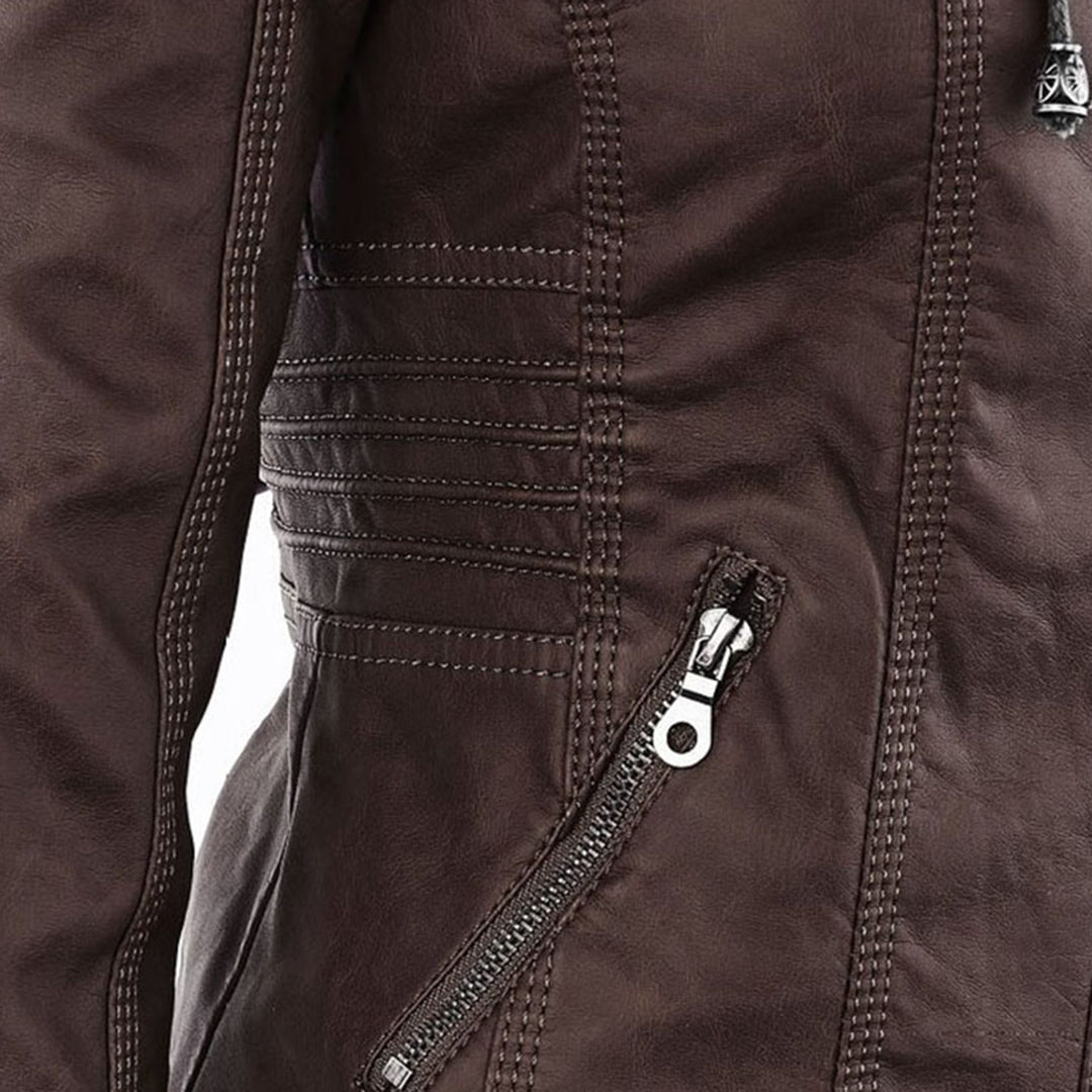 Olivia - Giacca in pelle da donna con cappuccio