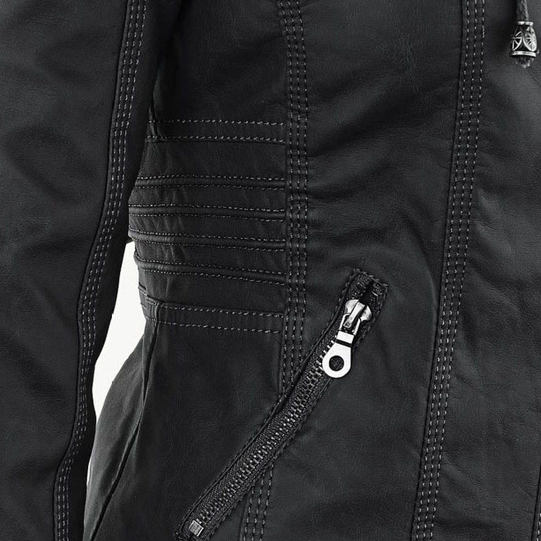 Olivia - Giacca in pelle da donna con cappuccio