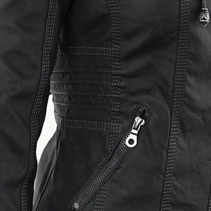 Olivia - Giacca in pelle da donna con cappuccio