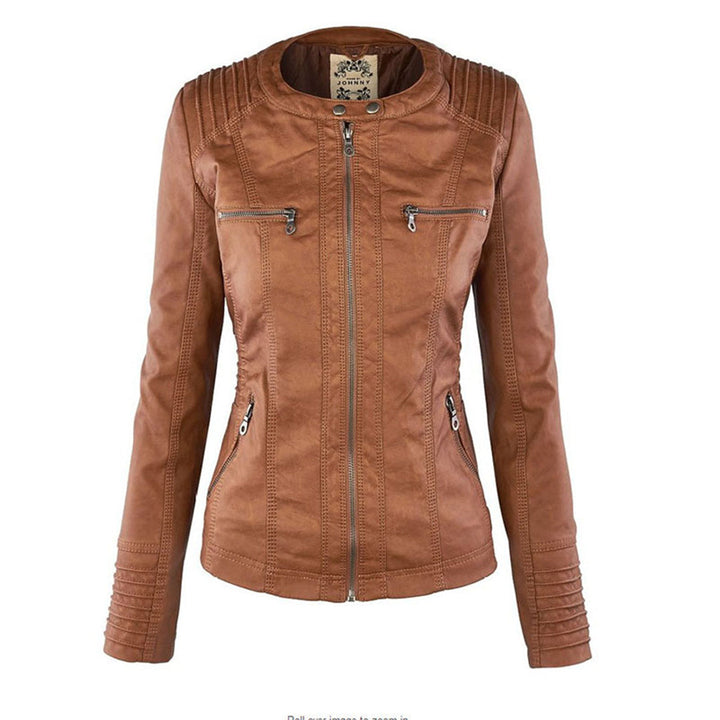 Olivia - Giacca in pelle da donna con cappuccio
