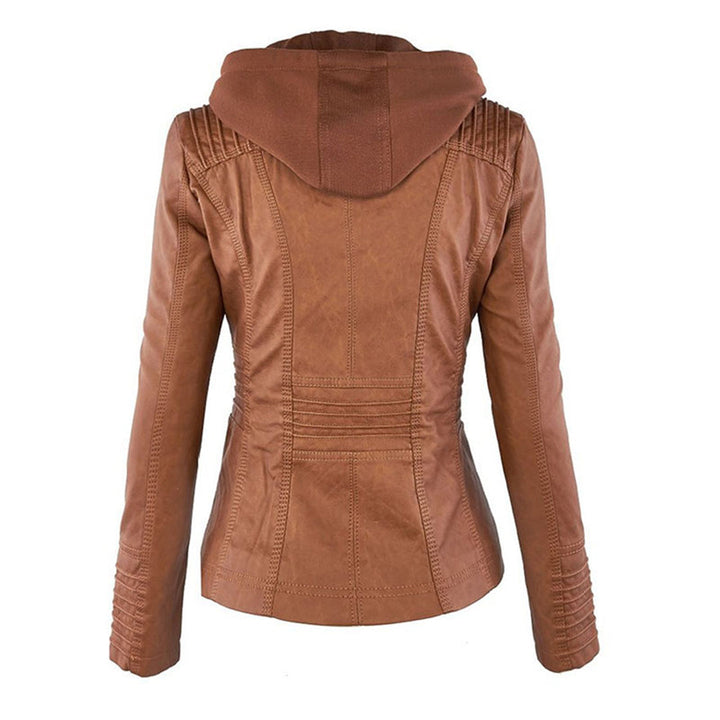 Olivia - Giacca in pelle da donna con cappuccio