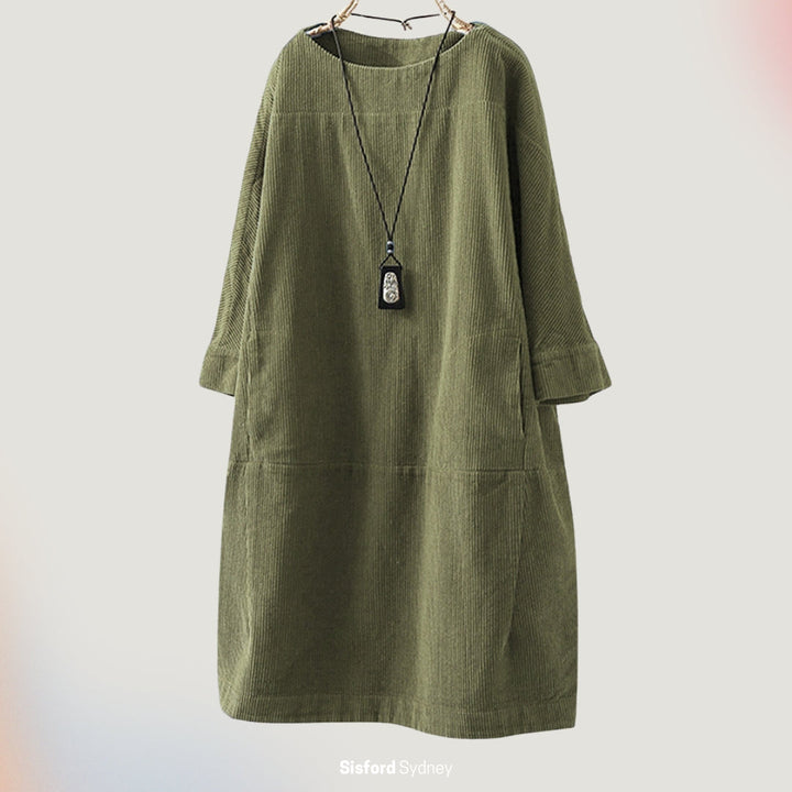 Amy - Vestito midi in velluto a coste rilassato