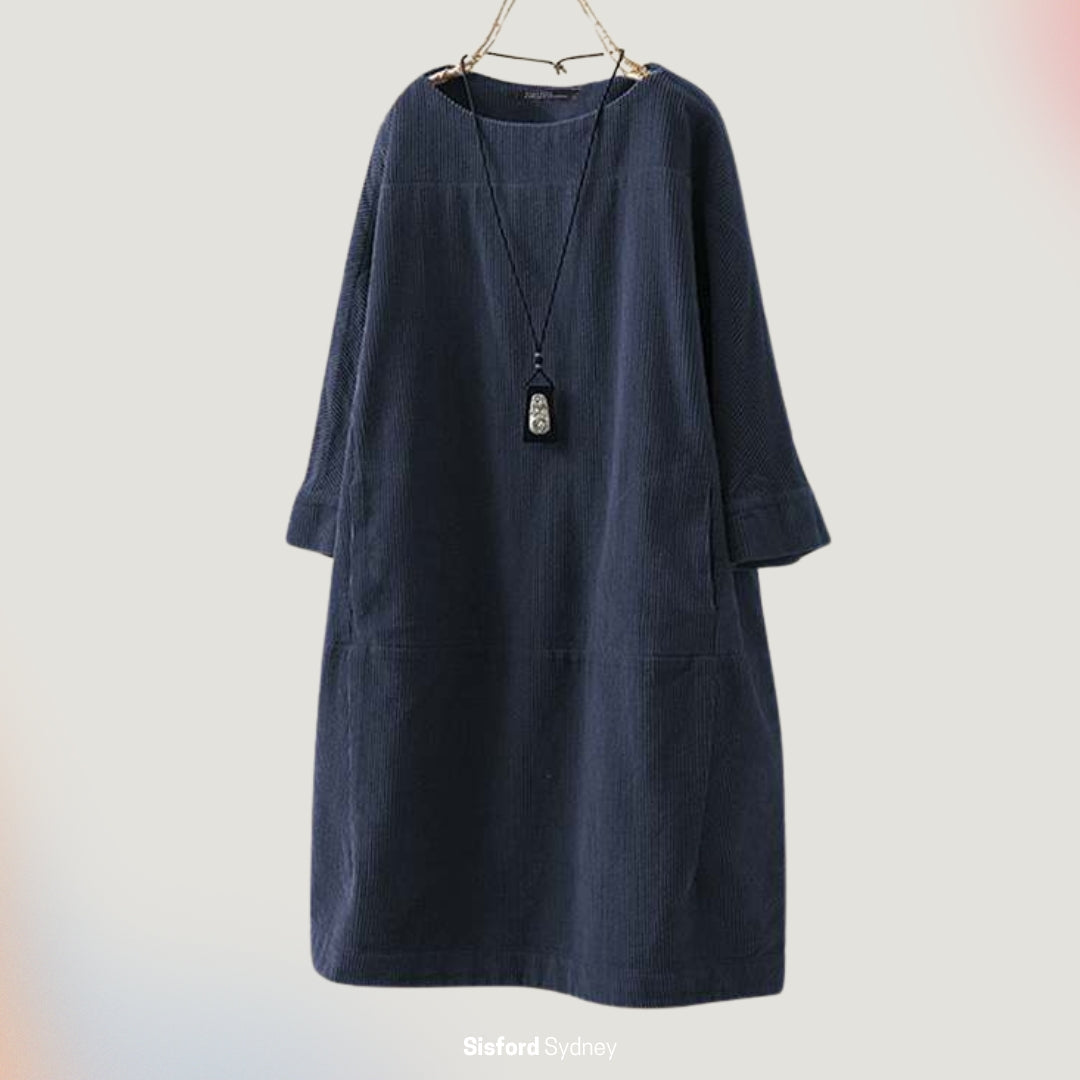 Amy - Vestito midi in velluto a coste rilassato