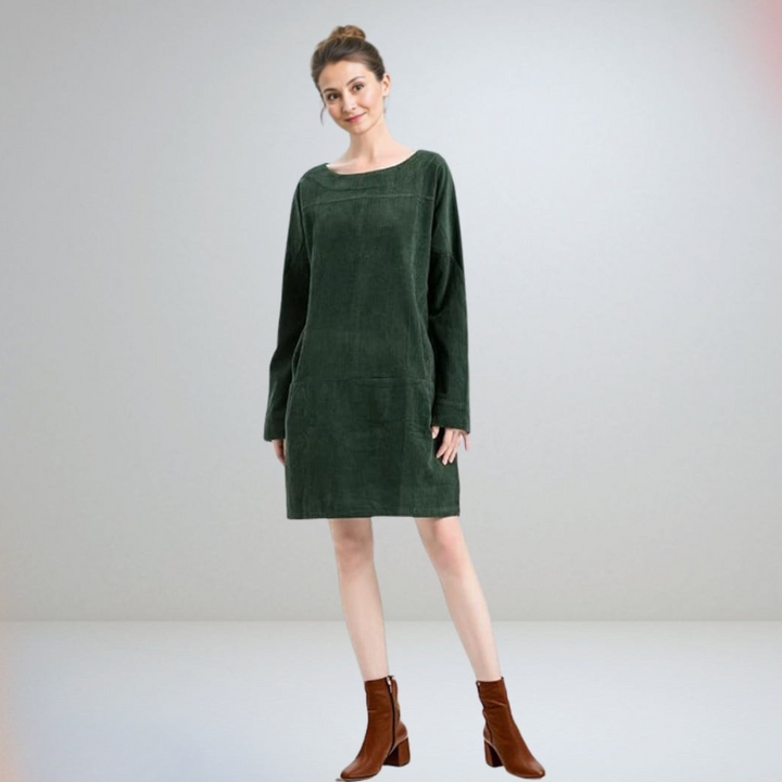 Amy - Vestito midi in velluto a coste rilassato