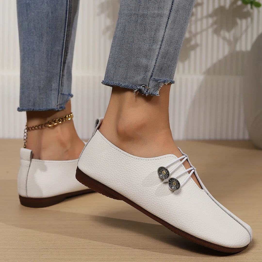 Women's Casual Flat Sole Single Shoes One Footed Bean Shoes Comfortable Mary Jane Shoes Walking Lightweight Non-slip Loafers