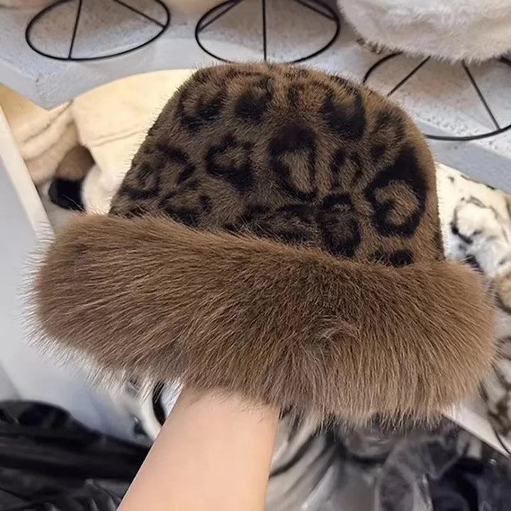 Cappello in pelliccia sintetica felina
