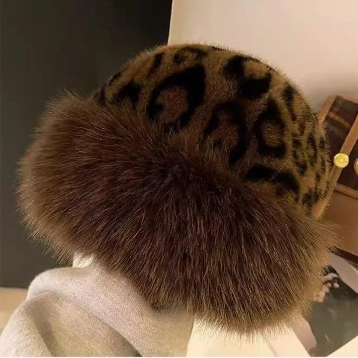 Cappello in pelliccia sintetica felina