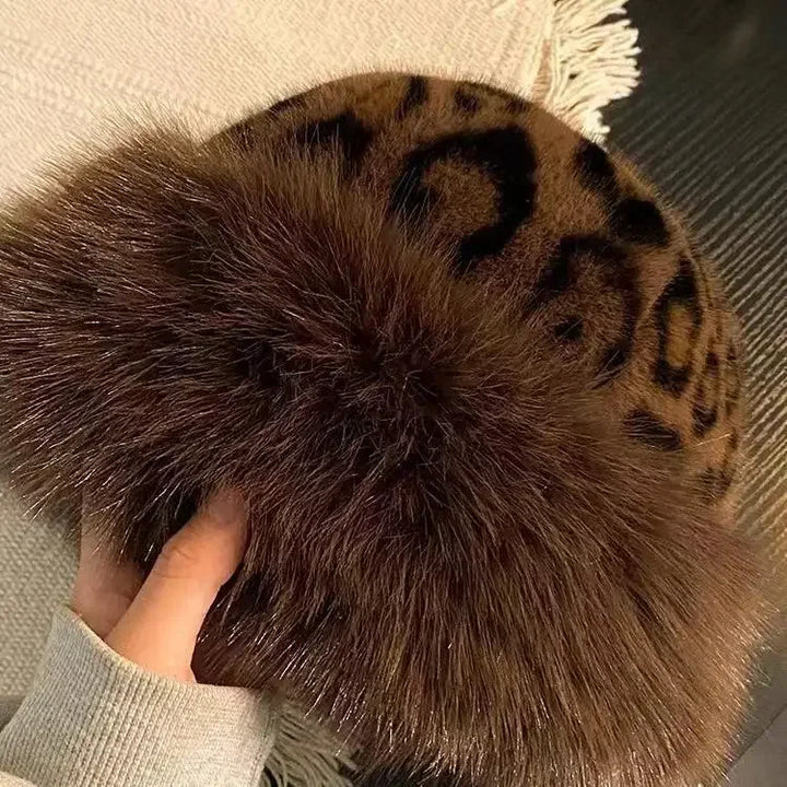 Cappello in pelliccia sintetica felina
