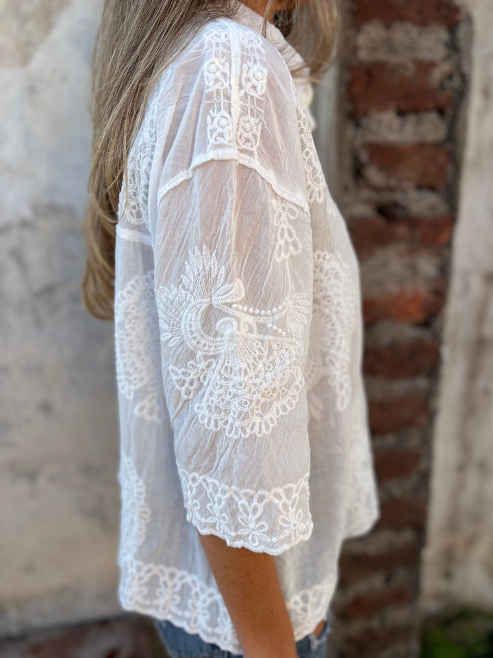 ISABELLE Camicetta chic ricamata in pizzo