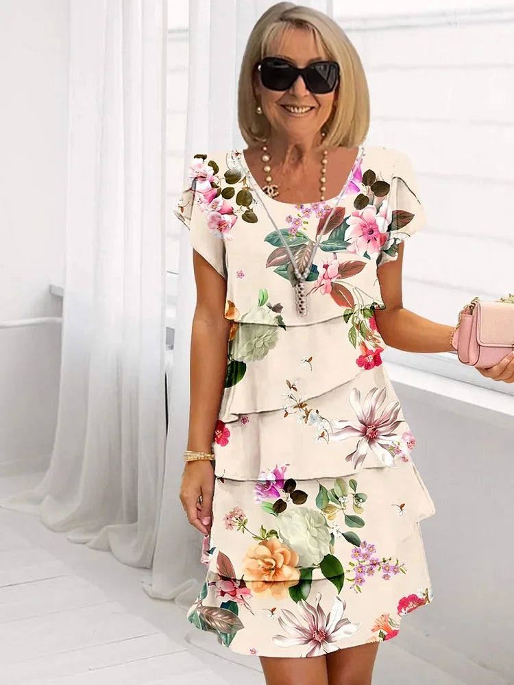 Celina - Vestito floreale plissettato con volant