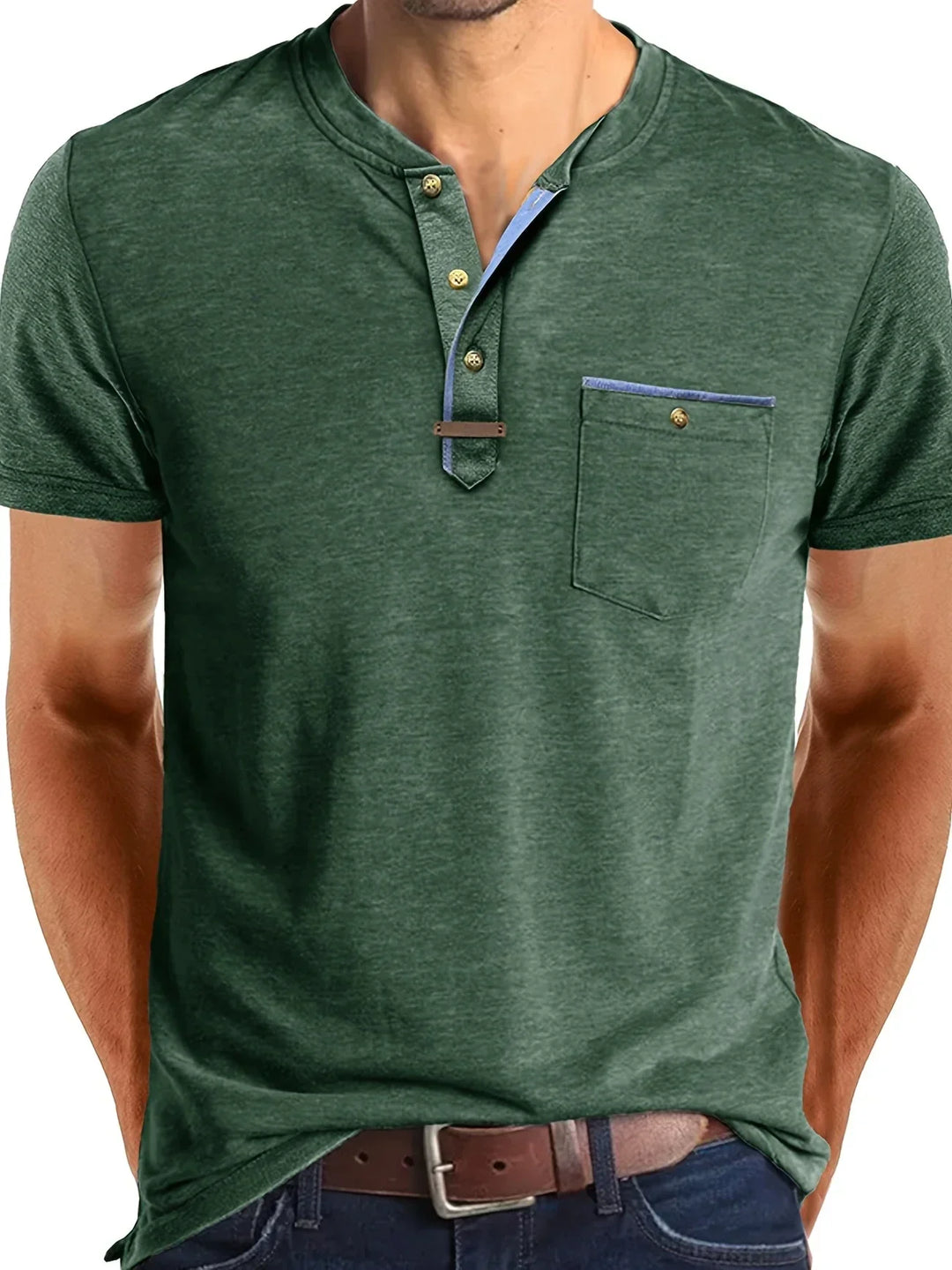 Saxon Elegante T-shirt a girocollo con tasca