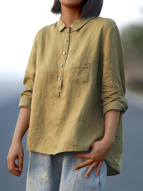 Camicia a maniche lunghe in lino da donna Rhea