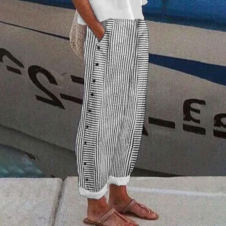 Pantaloni in cotone a righe Mary