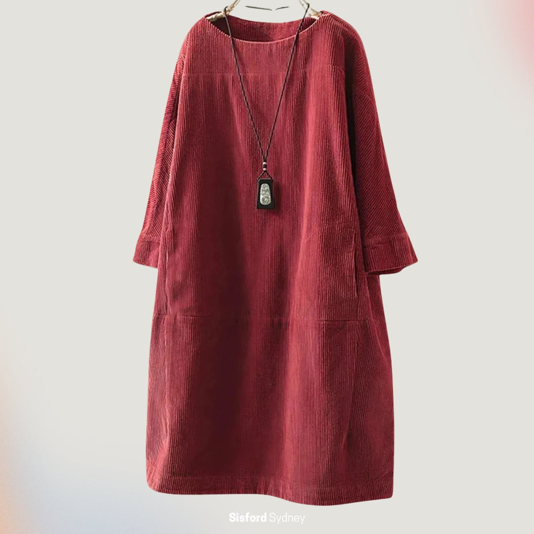 Amy - Vestito midi in velluto a coste rilassato